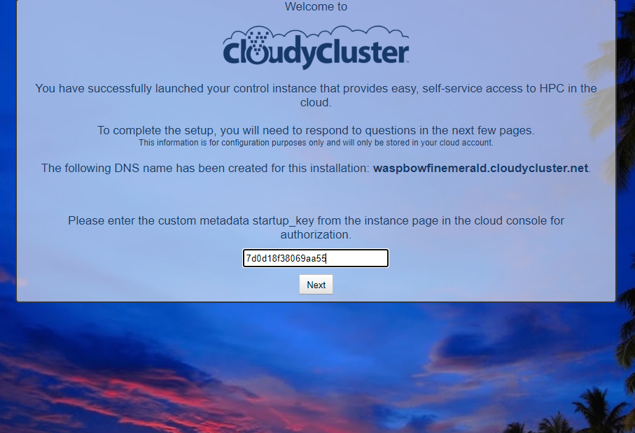 Control Instance Configuration Key Verification Screen