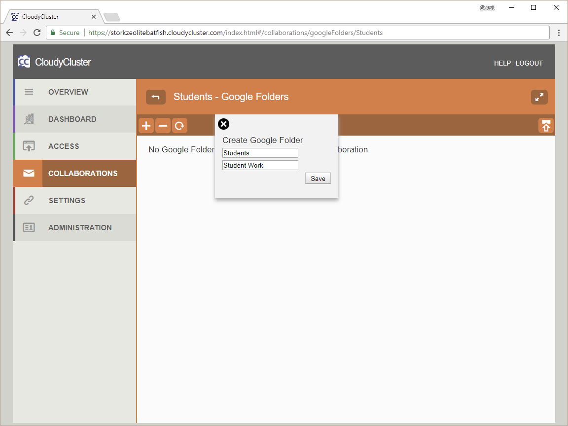 Add Collaboration Folder Screen